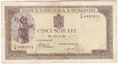 Bancnota 500 lei 1 XI 1940 foto