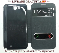 HUSA SAMSUNG GALAXY NOTE 2 II N7100 FLIP COVER S-VIEW NEGRU *** LIVRARE GRATUITA *** foto