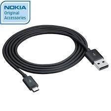 CABLU DE DATE NOKIA LUMIA 1320 ORIGINAL NOU CULOARE NEAGRA MUFA microUSB lungime cablu 120cm model NOKIA CA-185CD CABLU INCARCARE foto