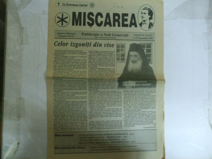 Miscarea Publicatie a Noii Generatii An II Nr. 12 Noiembrie 1993 Descoperirea Maestrilor Simion Mehedinti