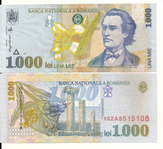 LL bancnota Romania 1000 lei1998 UNC foto