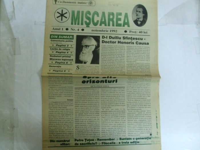 Miscarea Publicatie a Noii Generatii An I Nr. 4 Noiembrie 1992 Mircea Vulcanescu Generatie