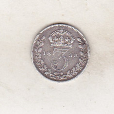 bnk mnd Anglia Marea Britanie 3 pence 1898 argint