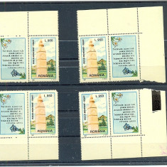 RO-0056=ROMANIA 1997 Lp 1438a-Monumentul turismului,timbru + vigneta,4 colturi,