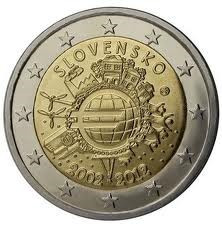 SLOVACIA moneda 2 euro comemorativa 2012 - 10 ani EURO, UNC foto