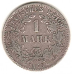 SV * Germania - 1 MARK 1875 F 5,55 grame ARGINT .900 foto