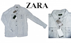 ZARA MAN. &amp;quot;LINEN Premium Shirt&amp;quot; Camasa barbati gen jacheta, cu PETICE LA COATE, Marime XL/XXL OUTLET Arad. Produse noi originale PRET REDUS! foto