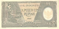 INDONEZIA 25 RUPIAH 1964; P-95 / UNC - NECIRCULATA foto