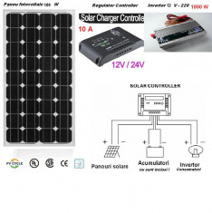 Sistem Fotovoltaic Complet 100 W . Panou monocristalin , Panouri Fotovoltaice foto