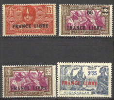 SERIE COLONII MADAGASCAR SUPRATIPAR FRANCE LIBRE 1943 MNH foto