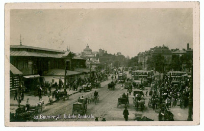 1040 - BUCURESTI, Halele Centrale, Market - old postcard, real PHOTO used 1931 foto