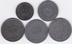 3) Serie COMPLETA monede zinc 1941-1944: 2 lei 1941 5 lei 1942 si 20 lei 1942 1943 1944 foto