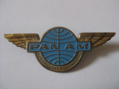 RARA! INSIGNA JUNIOR CLIPPERS STEWARDESS PAN AM(FALIMENT 1991) DIN ANII 70 foto