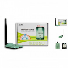 Adaptor Wi-Fi Wireless Alfa AWUS036NH 2W (2000mW) Antena 5dbi - nou foto