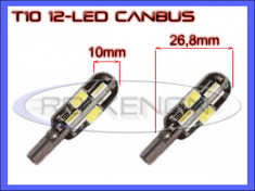 BEC AUTO LED LEDURI POZITIE T10 (W5W) - 12 SMD 5730 CANBUS FARA EROARE - POZITII, PLAFONIERA, NUMAR, SEMNALIZARE - CULOARE ALB XENON 6000K foto