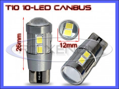 BEC AUTO LED LEDURI POZITIE T10 (W5W) - 10 SMD 5730 CANBUS FARA EROARE - GAMA PREMIUM - POZITII, PLAFONIERA, NUMAR, SEMNAL - CULOARE ALB XENON 6000K foto