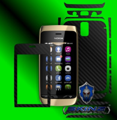 NOKIA ASHA 308 309 310 - Folie Carbon SKINZ kit full body,Protectie totala telefon profesionala,ecran,spate,carcasa,husa tip skin foto