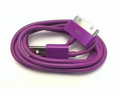 Cablu USB Apple iPod Nano Classic Touch iPhone 2G 3G 3GS 4 4S Purple foto