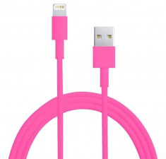 Cablu 8 Pin Lightning USB Apple iPhone 5 iPad 4 iPad Mini iPod Touch 5 5S IOS 7 Pink foto