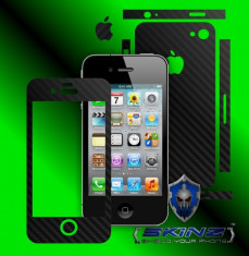 APPLE IPHONE 4S - Folie Carbon SKINZ kit full body,Protectie totala telefon profesionala,ecran,spate,carcasa,husa tip skin foto