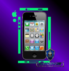 APPLE IPHONE 4S Kit Protectie LATERALE + MAR + BUTON - Folie Fosforescenta GLOW SKINZ,bumper telefon,profesionala,husa tip skin foto