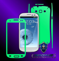 SAMSUNG I9300 GALAXY S3 - Folie Fosforescenta GLOW SKINZ kit full body,Protectie totala telefon profesionala,ecran,spate,carcasa,husa tip skin foto