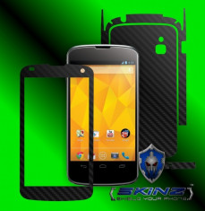 LG GOOGLE NEXUS 4 E960 - Folie Carbon SKINZ kit full body,Protectie totala telefon profesionala,ecran,spate,carcasa,husa tip skin foto