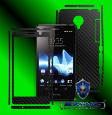 SONY XPERIA T LT30P - Folie Carbon SKINZ kit full body,Protectie totala telefon profesionala,ecran,spate,carcasa,husa tip skin foto