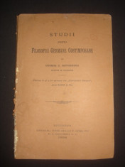 GEORGE G. ANTONESCU - STUDII ASUPRA FILOSOFIEI GERMANE CONTIMPORANE {1906, cotor uzat} foto