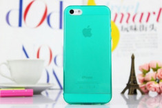 Husa Ultra Thin TPU cu Dopuri de Praf Apple iPhone 5 5S Green Mata foto