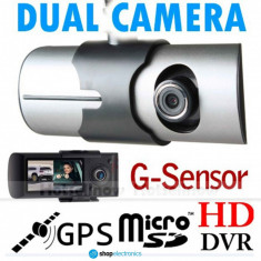 Camera Video DVR Auto R300 HD cu Dubla Lentila + GPS, Card 8GB si Transport curier GRATUIT, Scoli de Soferi, Video/Audio/GPS, Garantie 12 luni + CADOU foto