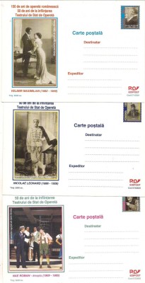 #carte postala-Editia de lux -150 de ani de opereta romaneasca-serie de 5 C.P foto