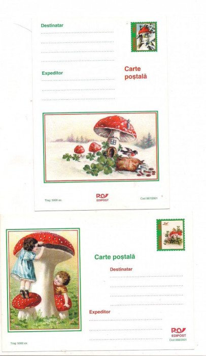 #carte postala-Editia de lux -CIUPERCI-serie de 4 CP