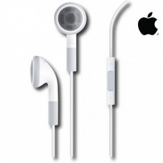 CASTI iPhone 5 APPLE ORIGINALE HANDSFREE CU MICROFON CULOARE ALBA MUFA 3.5MM CU CONTROL VOLUM SI RASPUNS INCHIS APELUL foto