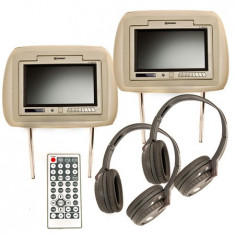 Set 2 Tetiere Monitor Tft 7 Inch + Dvd +Casti foto