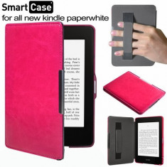 Husa / Coperta Roz, prindere mana / KINDLE PAPERWHITE / SLIM / PIELE PREMIUM / functie wake and sleep - Cadou - 3000 de carti foto