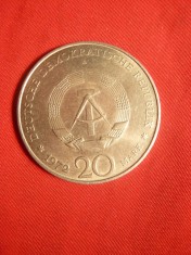 Moneda 20 Marci 1972 DDR ,W.Pieck Presedinte DDR ,Cu-Ni ,cal.apr.NC