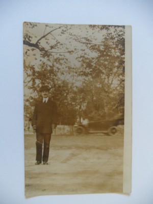 FOTOGRAFIE COLECTIE MASINA EPOCA FUNDAL ANII 20 foto