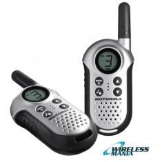 Walkie Talkie Motorola TLKR-T4 Kit-2 bucati receptor - Gri+Negru - 6Km - 8 canale; statii emisie receptie portabile, de dimensiuni mici foto