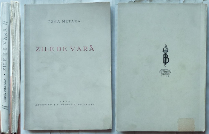 Toma Metaxa , Zile de vara , Nuvele , cu autograf , 1945 , editia 1