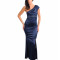 Rochie Eleganta, Albastru Marin, Maxi, Asimetrica, S, M, L, Xl, 2Xl