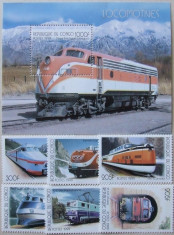 CONGO 1999 - LOCOMOTIVE DIESEL- ELECTRICE 6 VALORI SI 1 S/S, NEOBLIT. - E1198 foto