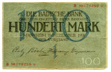 GERMANIA BADEN 100 MARCI 15 DECEMBRIE 1918 DIE BADISCHE BANK STARE FOARTE BUNA