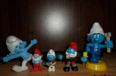 The Smurfs Strumf strumfi lot set 5 figurine din plastic !!! foto