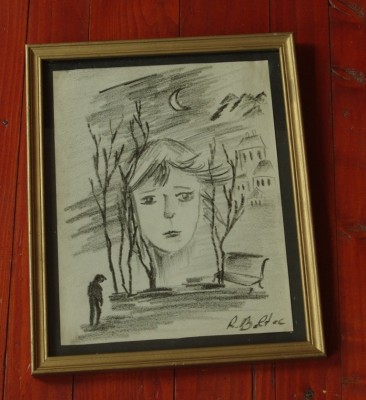 Tablou Rama Lemn Si Sticla Desen Creion Arhiva Okazii Ro