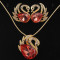 New! Set de bijuterii placat Aur 18k, Cristale Austria : cercei, lantisor