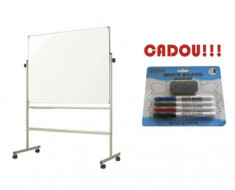 TABLA MAGNETICA SMART PE STAND MOBIL 120X180 cm + CADOU!!! (SET 4 MARKER WHITEBOARD + BURETE) foto