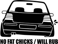 STICKER - GOLF 4 - NO FAT CHICKS / COD - LOW_040 / ORICE CULOARE / ORICE STICKER LA COMANDA foto