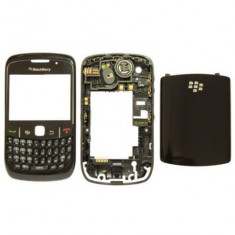 Carcasa BlackBerry 8520 Curve neagra NOUA (Fata, mijloc / miez, geam, capac baterie / spate, butoane de volum laterale, tastatura) foto