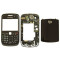 Carcasa BlackBerry 8520 Curve neagra NOUA (Fata, mijloc / miez, geam, capac baterie / spate, butoane de volum laterale, tastatura)